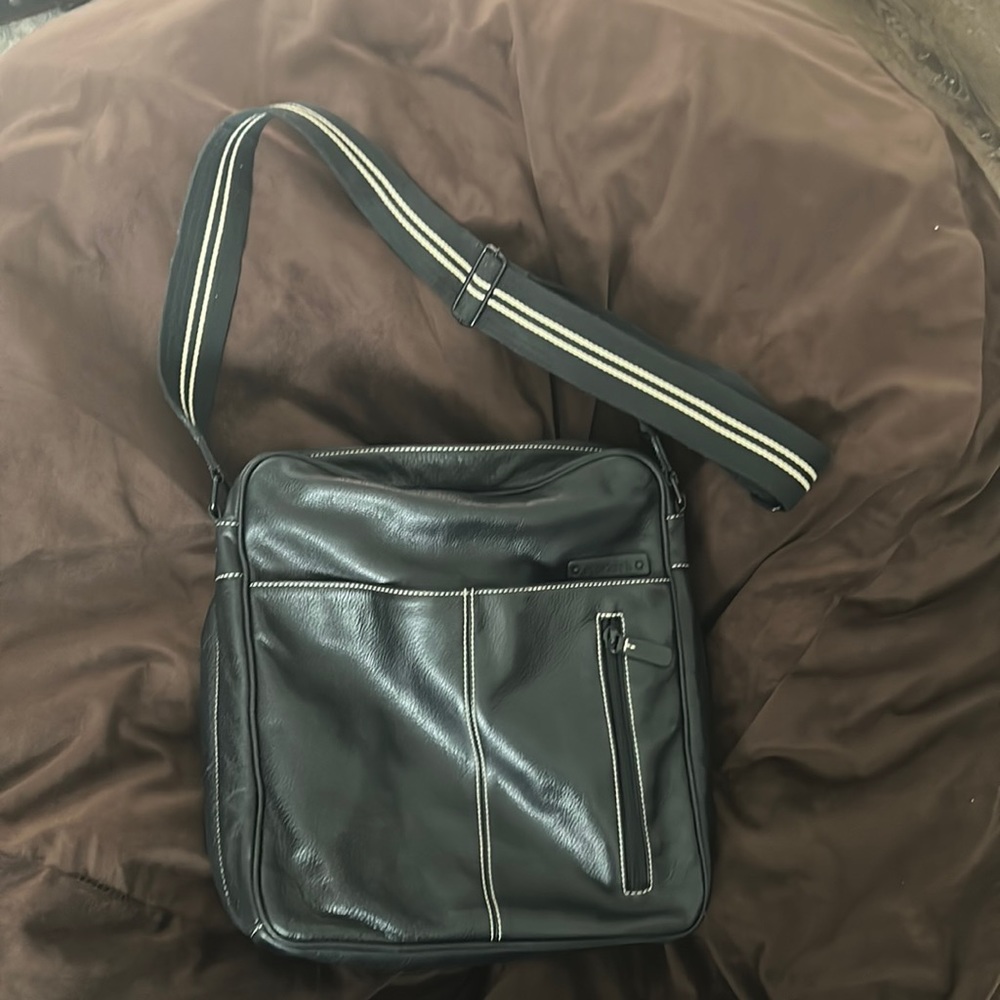 Storksak Jamie Black Leather Diaper Bag - Unisex